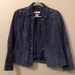 blue suede leather jacket